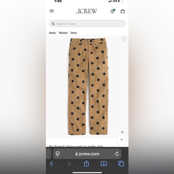 J.Crew Highrise Girlfriend Polka Dot Khakis - Picture 5 of 6